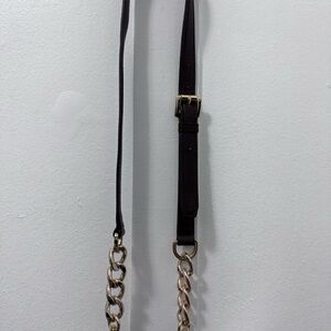 Michael Kors Leather Strap ForBags -Gold/Dark Brown